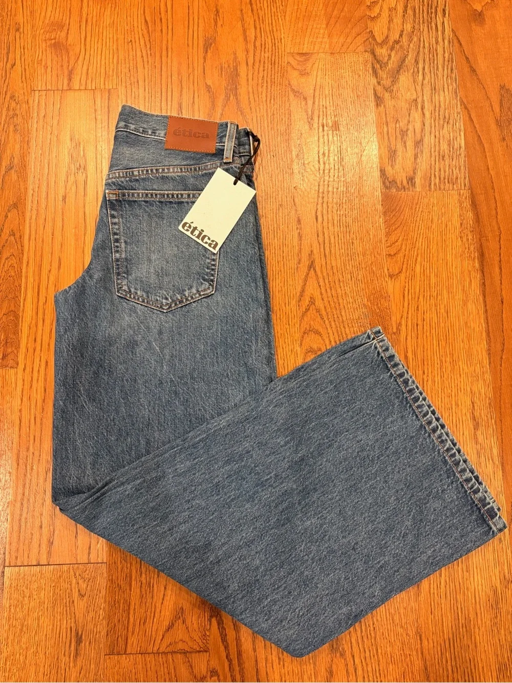 Etica Wide-Leg Jeans in Washed Blue